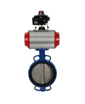 Затвор дисковый поворотный DN.ru WBV1413E-2W-Fb-H Ду200 Ру16, корпус - чугун GGG50, диск - чугун GGG40, уплотнение - EPDM, с пневмоприводом DN.ru PA-DA-130 двойного действия, с пневмораспределителем 4M310-08 24В, с БКВ APL-410N EX