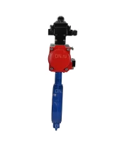 Затвор дисковый поворотный DN.ru WBV1413E-2W-Fb-H Ду200 Ру16, корпус - чугун GGG50, диск - чугун GGG40, уплотнение - EPDM, с пневмоприводом DN.ru PA-DA-130 двойного действия, с пневмораспределителем 4M310-08 24В, с БКВ APL-410N EX