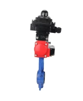Затвор дисковый поворотный DN.ru WBV1413E-2W-Fb-H Ду50 Ру16, корпус - чугун GGG50, диск - чугун GGG40, уплотнение - EPDM, с пневмоприводом DN.ru PA-DA-065 двойного действия, с пневмораспределителем 4M310-08 24В, с БКВ APL-410N EX