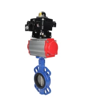 Затвор дисковый поворотный DN.ru WBV1413E-2W-Fb-H Ду150 Ру16, корпус - чугун GGG50, диск - чугун GGG40, уплотнение - EPDM, с пневмоприводом DN.ru PA-DA-105 двойного действия, с пневмораспределителем 4M310-08 220В, с БКВ APL-410N EX