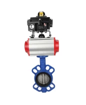 Затвор дисковый поворотный DN.ru WBV1413E-2W-Fb-H Ду150 Ру16, корпус - чугун GGG50, диск - чугун GGG40, уплотнение - EPDM, с пневмоприводом DN.ru PA-DA-105 двойного действия, с пневмораспределителем 4M310-08 220В, с БКВ APL-410N EX