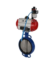 Затвор дисковый поворотный DN.ru WBV1413E-2W-Fb-H Ду200 Ру16, корпус - чугун GGG50, диск - чугун GGG40, уплотнение - EPDM, с пневмоприводом DN.ru PA-DA-130 двойного действия, с пневмораспределителем 4M310-08 24В, с БПВ AFC2000