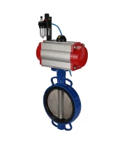 Затвор дисковый поворотный DN.ru WBV1413E-2W-Fb-H Ду250 Ру16, корпус - чугун GGG50, диск - чугун GGG40, уплотнение - EPDM, с пневмоприводом DN.ru PA-DA-140 двойного действия, с пневмораспределителем 4M310-08 24В, с БПВ AFC2000