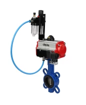 Затвор дисковый поворотный DN.ru WBV1413E-2W-Fb-H Ду40 Ру16, корпус - чугун GGG50, диск - чугун GGG40, уплотнение - EPDM, с пневмоприводом DN.ru PA-DA-052 двойного действия, с пневмораспределителем 4M310-08 24В, с БПВ AFC2000
