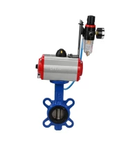 Затвор дисковый поворотный DN.ru WBV1413E-2W-Fb-H Ду40 Ру16, корпус - чугун GGG50, диск - чугун GGG40, уплотнение - EPDM, с пневмоприводом DN.ru PA-DA-052 двойного действия, с пневмораспределителем 4M310-08 220В, с БПВ AFC2000