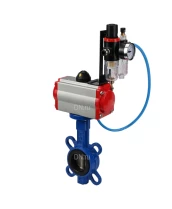 Затвор дисковый поворотный DN.ru WBV1413E-2W-Fb-H Ду40 Ру16, корпус - чугун GGG50, диск - чугун GGG40, уплотнение - EPDM, с пневмоприводом DN.ru PA-DA-052 двойного действия, с пневмораспределителем 4M310-08 220В, с БПВ AFC2000