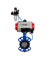 Затвор дисковый поворотный DN.ru WBV1413E-2W-Fb-H Ду100 Ру16, корпус - чугун GGG50, диск - чугун GGG40, уплотнение - EPDM, с пневмоприводом DN.ru PA-DA-083 двойного действия, с пневмораспределителем 4M310-08 24В, с БПВ AFC2000