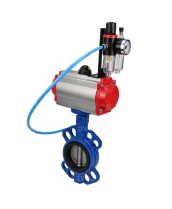 Затвор дисковый поворотный DN.ru WBV1413E-2W-Fb-H Ду100 Ру16, корпус - чугун GGG50, диск - чугун GGG40, уплотнение - EPDM, с пневмоприводом DN.ru PA-DA-083 двойного действия, с пневмораспределителем 4M310-08 24В, с БПВ AFC2000