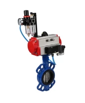 Затвор дисковый поворотный DN.ru WBV1413E-2W-Fb-H Ду100 Ру16, корпус - чугун GGG50, диск - чугун GGG40, уплотнение - EPDM, с пневмоприводом DN.ru PA-DA-083 двойного действия, с пневмораспределителем 4M310-08 24В, с БПВ AFC2000