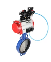 Затвор дисковый поворотный DN.ru WBV1413E-2W-Fb-H Ду200 Ру16, корпус - чугун GGG50, диск - чугун GGG40, уплотнение - EPDM, с пневмоприводом DN.ru PA-DA-130 двойного действия, с пневмораспределителем 4M310-08 24В, с БКВ APL-210N, с БПВ AFC2000
