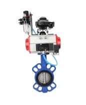 Затвор дисковый поворотный DN.ru WBV1413E-2W-Fb-H Ду150 Ру16, корпус - чугун GGG50, диск - чугун GGG40, уплотнение - EPDM, с пневмоприводом DN.ru PA-DA-105 двойного действия, с пневмораспределителем 4M310-08 24В, с БКВ APL-210N, с БПВ AFC2000