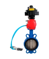 Затвор дисковый поворотный DN.ru WBV1413E-2W-Fb-H Ду50 Ру16, корпус - чугун GGG50, диск - чугун GGG40, уплотнение - EPDM, с пневмоприводом DN.ru PA-DA-065 двойного действия, с пневмораспределителем 4V320-08 220В, с БКВ APL-410N EX, с БПВ AFC2000