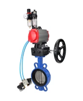 Затвор дисковый поворотный DN.ru WBV1413E-2W-Fb-H Ду125 Ру16, корпус - чугун GGG50, диск - чугун GGG40, уплотнение - EPDM, с пневмоприводом PA-DA-105, пневмораспределителем 4V320-08 220В, ручным дублером MON2-450-T28-ISO и БПВ AFC2000