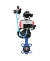 Затвор дисковый поворотный DN.ru WBV1413E-2W-Fb-H Ду40 Ру16, корпус - чугун GGG50, диск - чугун GGG40,  EPDM, 9х9, F05, с пневмоприводом PA-DA-052, с пневмораспределителем 4M310-08 24В, с БКВ APL-210N, с ручным дублером MON1-250-T26-ISO, с БПВ AFC2000