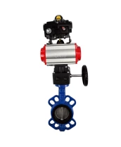 Затвор дисковый поворотный DN.ru WBV1413E-2W-Fb-H Ду150 Ру16, корпус - чугун GGG50, диск - чугун GGG40, EPDM, с пневмоприводом PA-DA-105 двойного действия, с пневмораспределителем 4V320-08 220В, с БКВ APL-410N EX, с ручным дублером MON3-700-T38-ISO