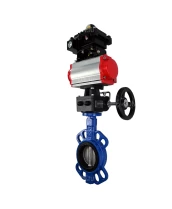 Затвор дисковый поворотный DN.ru WBV1413E-2W-Fb-H Ду150 Ру16, корпус - чугун GGG50, диск - чугун GGG40, EPDM, с пневмоприводом PA-DA-105 двойного действия, с пневмораспределителем 4V320-08 220В, с БКВ APL-410N EX, с ручным дублером MON3-700-T38-ISO