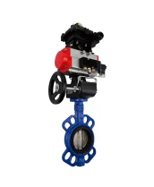 Затвор дисковый поворотный DN.ru WBV1413E-2W-Fb-H Ду150 Ру16, корпус - чугун GGG50, диск - чугун GGG40, EPDM, с пневмоприводом PA-DA-105 двойного действия, с пневмораспределителем 4V320-08 220В, с БКВ APL-410N EX, с ручным дублером MON3-700-T38-ISO