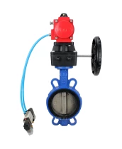 Затвор дисковый поворотный DN.ru WBV1413E-2W-Fb-H Ду50 Ру16, корпус - чугун GGG50, диск - чугун GGG40, уплотнение - EPDM, с пневмоприводом DN.ru PA-DA-065 двойного действия, с пневмораспределителем 4V320-08 220В, с ручным дублером MON1-250-T26-ISO