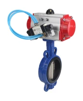 Затвор дисковый поворотный DN.ru WBV1413E-2W-Fb-H Ду100 Ру16, корпус - чугун GGG50, диск - чугун GGG40, уплотнение - EPDM, с пневмоприводом PA-SA-130 и пневмораспределителем 4V320-08 220В