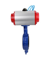 Затвор дисковый поворотный DN.ru WBV1413E-2W-Fb-H Ду100 Ру16, корпус - чугун GGG50, диск - чугун GGG40, уплотнение - EPDM, с пневмоприводом DN.ru PA-DA-083 двойного действия, с пневмораспределителем 4V320-08 220В
