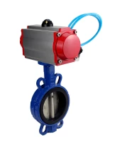 Затвор дисковый поворотный DN.ru WBV1413E-2W-Fb-H Ду100 Ру16, корпус - чугун GGG50, диск - чугун GGG40, уплотнение - EPDM, с пневмоприводом DN.ru PA-DA-083 двойного действия, с пневмораспределителем 4V320-10 220В