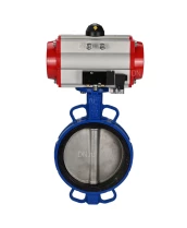 Затвор дисковый поворотный DN.ru WBV1413E-2W-Fb-H Ду300 Ру16, корпус - чугун GGG50, диск - чугун GGG40, уплотнение - EPDM, с пневмоприводом DN.ru PA-DA-140 и пневмораспределителем 4M310-08 220В