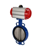 Затвор дисковый поворотный DN.ru WBV1413E-2W-Fb-H Ду300 Ру16, корпус - чугун GGG50, диск - чугун GGG40, уплотнение - EPDM, с пневмоприводом DN.ru PA-DA-140 и пневмораспределителем 4M310-08 220В