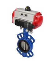 Затвор дисковый поворотный DN.ru WBV1413E-2W-Fb-H Ду40 Ру16, корпус - чугун GGG50, диск - чугун GGG40, уплотнение - EPDM, 9х9, F05, с пневмоприводом DN.ru PA-DA-052 и пневмораспределителем 4M310-08 220В