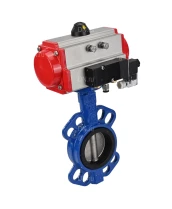 Затвор дисковый поворотный DN.ru WBV1413E-2W-Fb-H Ду300 Ру16, корпус - чугун GGG50, диск - чугун GGG40, уплотнение - EPDM, с пневмоприводом DN.ru PA-SA-210 и пневмораспределителем 4М310-08 220В NAMUR