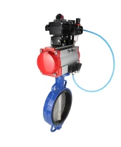 Затвор дисковый поворотный DN.ru WBV1413E-2W-Fb-H Ду200 Ру16, корпус - чугун GGG50, диск - чугун GGG40, уплотнение - EPDM, с пневмоприводом DN.ru PA-SA-160 с возвратными пружинами, с пневмораспределителем 4M310-08 220В, с БКВ APL-410N EX, с БПВ AFC2000
