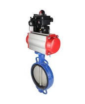 Затвор дисковый поворотный DN.ru WBV1413E-2W-Fb-H Ду200 Ру16, корпус - чугун GGG50, диск - чугун GGG40, уплотнение - EPDM, с пневмоприводом DN.ru PA-SA-160 с возвратными пружинами, с пневмораспределителем 4M310-08 220В, с БКВ APL-410N EX, с БПВ AFC2000