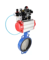 Затвор дисковый поворотный DN.ru WBV1413E-2W-Fb-H Ду200 Ру16, корпус - чугун GGG50, диск - чугун GGG40, уплотнение - EPDM, с пневмоприводом DN.ru PA-SA-160 с возвратными пружинами, с пневмораспределителем 4M310-08 220В, с БКВ APL-410N EX, с БПВ AFC2000