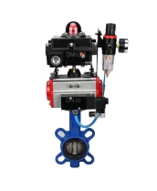 Затвор дисковый поворотный DN.ru WBV1413E-2W-Fb-H Ду40 Ру16, корпус - чугун GGG50, диск - чугун GGG40, уплотнение - EPDM, с пневмоприводом DN.ru PA-DA-052 двойного действия, с пневмораспределителем 4M310-08 24В, с БКВ APL-410N EX, с БПВ AFC2000