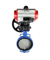 Затвор дисковый поворотный DN.ru WBV1413E-2W-Fb-H Ду250 Ру16, корпус - чугун GGG50, диск - чугун GGG40, уплотнение - EPDM, с пневмоприводом DN.ru PA-DA-140 двойного действия, с пневмораспределителем 4M310-08 24В, с ручным дублером MON4-1200-T54-ISO