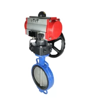 Затвор дисковый поворотный DN.ru WBV1413E-2W-Fb-H Ду250 Ру16, корпус - чугун GGG50, диск - чугун GGG40, уплотнение - EPDM, с пневмоприводом DN.ru PA-DA-140 двойного действия, с пневмораспределителем 4M310-08 24В, с ручным дублером MON4-1200-T54-ISO