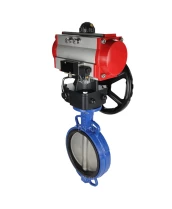 Затвор дисковый поворотный DN.ru WBV1413E-2W-Fb-H Ду250 Ру16, корпус - чугун GGG50, диск - чугун GGG40, уплотнение - EPDM, с пневмоприводом DN.ru PA-DA-140 двойного действия, с пневмораспределителем 4M310-08 24В, с ручным дублером MON4-1200-T54-ISO