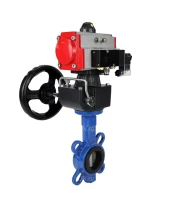 Затвор дисковый поворотный DN.ru WBV1413E-2W-Fb-H Ду40 Ру16, корпус - чугун GGG50, диск - чугун GGG40, уплотнение - EPDM, с пневмоприводом DN.ru PA-DA-052 двойного действия, с пневмораспределителем 4M310-08 220В, с ручным дублером MON1-250-T26-ISO