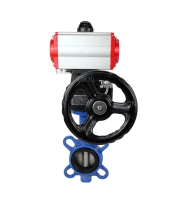 Затвор дисковый поворотный DN.ru WBV1413E-2W-Fb-H Ду50 Ру16, корпус - чугун GGG50, диск - чугун GGG40, уплотнение - EPDM, с пневмоприводом DN.ru PA-DA-065 двойного действия, с пневмораспределителем 4M310-08 24В, с ручным дублером MON1-250-T26-ISO