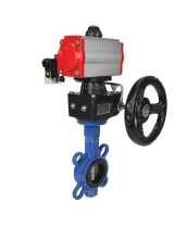 Затвор дисковый поворотный DN.ru WBV1413E-2W-Fb-H Ду50 Ру16, корпус - чугун GGG50, диск - чугун GGG40, уплотнение - EPDM, с пневмоприводом DN.ru PA-DA-065 двойного действия, с пневмораспределителем 4M310-08 24В, с ручным дублером MON1-250-T26-ISO