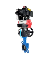 Затвор дисковый поворотный DN.ru WBV1413E-2W-Fb-H Ду50 Ру16, корпус - чугун GGG50, диск - чугун GGG40,  EPDM, с пневмоприводом PA-DA-065, с пневмораспределителем 4M310-08 24В, с БКВ APL-410N EX, с ручным дублером MON1-250-T26-ISO, с БПВ AFC2000