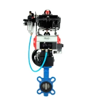 Затвор дисковый поворотный DN.ru WBV1413E-2W-Fb-H Ду40 Ру16, корпус - чугун GGG50, диск - чугун GGG40,  EPDM, 9х9, F05, с пневмоприводом PA-DA-052, с пневмораспределителем 4M310-08 24В, с БКВ APL-410N EX, с ручным дублером MON1-250-T26-ISO, с БПВ AFC2000
