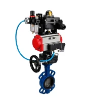 Затвор дисковый поворотный DN.ru WBV1413E-2W-Fb-H Ду100 Ру16, корпус - чугун GGG50, диск - чугун GGG40, EPDM, с пневмоприводом PA-DA-083, с пневмораспределителем 4M310-08 24В, с БКВ APL-410N EX, с ручным дублером MON2-450-T28-ISO, с БПВ AFC2000