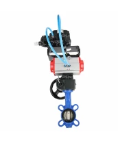 Затвор дисковый поворотный DN.ru WBV1413E-2W-Fb-H Ду150 Ру16, корпус - чугун GGG50, диск - чугун GGG40, EPDM, с пневмоприводом PA-DA-105, с ручным дублером MON3-700-T38-ISO и с электропневматическим поворотным позиционером YT-1000RSN с обратной связью
