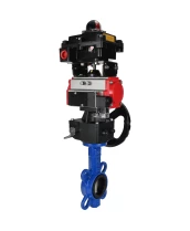 Затвор дисковый поворотный DN.ru WBV1132N-2W-Fb-H Ду50 Ру16, корпус - чугун GG25, диск - нержавеющая сталь 316L, уплотнение - NBR, с пневмоприводом PA-DA-065, пневмораспределителем 4М310-08 220В NAMUR, БКВ APL-410N EX, ручным дублером MON1-250-T26-ISO