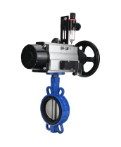 Затвор дисковый поворотный DN.ru WBV1132N-2W-Fb-H Ду125 Ру16, корпус - чугун GG25, диск - нержавеющая сталь 316L, уплотнение - NBR, с пневмоприводом DN.ru PA-DA-105-1 двойного действия, пневмораспределителем 4М310-08 220В NAMUR, БПВ AFC2000