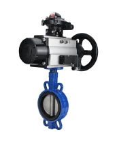 Затвор дисковый поворотный DN.ru WBV1132N-2W-Fb-H Ду125 Ру16, корпус - чугун GG25, диск - нержавеющая сталь 316L, уплотнение - NBR, с пневмоприводом DN.ru PA-DA-105-1 двойного действия, пневмораспределителем 4М310-08 220В NAMUR, БКВ APL-210N