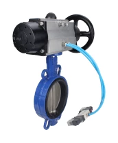 Затвор дисковый поворотный DN.ru WBV1132N-2W-Fb-H Ду125 Ру16, корпус - чугун GG25, диск - нержавеющая сталь 316L, уплотнение - NBR, с пневмоприводом DN.ru PA-DA-105-1 двойного действия, с пневмораспределителем 4V320-10 220В