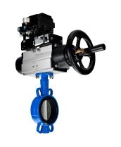 Затвор дисковый поворотный DN.ru WBV1132N-2W-Fb-H Ду125 Ру16, корпус - чугун GG25, диск - нержавеющая сталь 316L, уплотнение - NBR, с пневмоприводом DN.ru PA-DA-105-1 и с электропневматическим поворотным позиционером YT-1000RSN без обратной связи