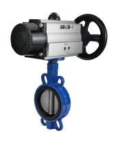 Затвор дисковый поворотный DN.ru WBV1132N-2W-Fb-H Ду125 Ру16, корпус - чугун GG25, диск - нержавеющая сталь 316L, уплотнение - NBR, с пневмоприводом DN.ru PA-DA-105-1