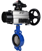 Затвор дисковый поворотный DN.ru WBV1432E-2W-Fb-H Ду150 Ру16, корпус - чугун GGG50, диск - нержавеющая сталь 316L, уплотнение - EPDM, с пневмоприводом DN.ru PA-DA-105-1 двойного действия, пневмораспределителем 4М310-08 220В NAMUR, БКВ APL-210N